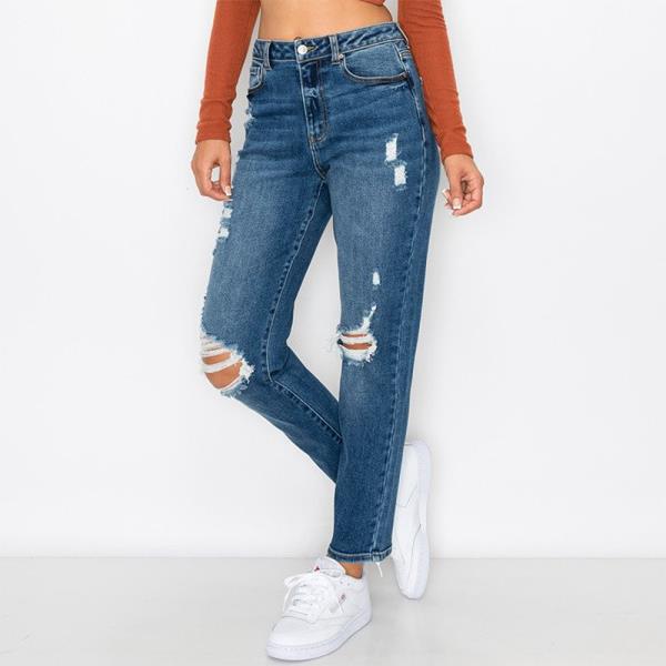 ($12.43 x 15PCS) BASIC BLOWN OUT KNEE MOM JEAN