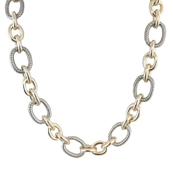 TWO TONE OVAL CABLE LINK NECKLACE