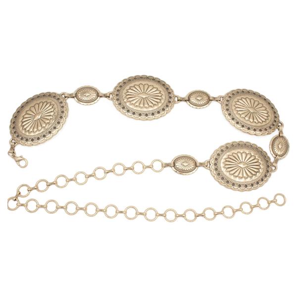 LACE FLORET EDGE OVAL CONCHO CHAIN BELT