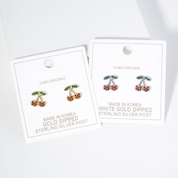 DIPPED CZ CHERRY EARRING