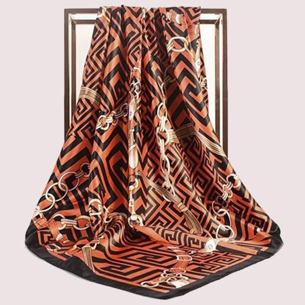 HORSE BRIDLE GEOMETRIC DESIGN SATIN NECK SCARF