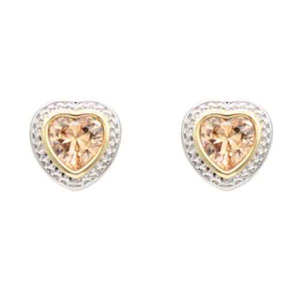 HEART CUBIC ZIRCONIA RHINESTONE STUD EARRING