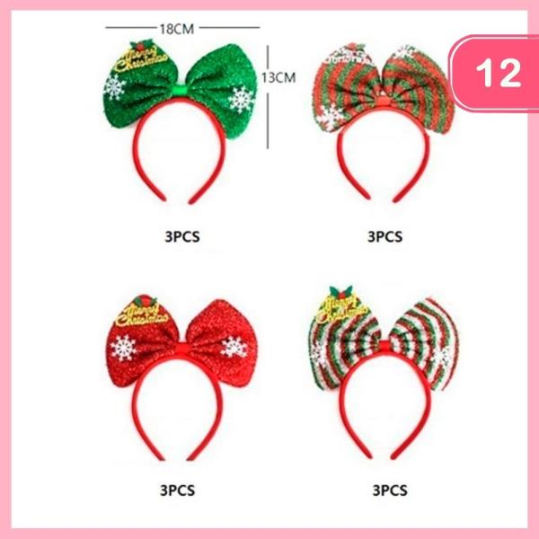 CHRISTMAS BOW HEADBAND (12 UNITS)