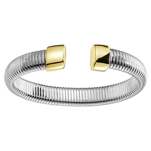 TWO TONE FLEXIBLE OMEGA CUFF BRACELET