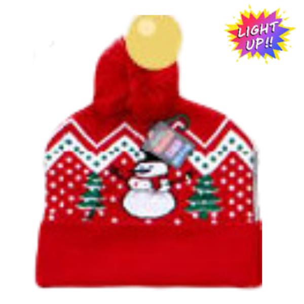 CHRISTMAS LIGHT UP BEANIES POM POM