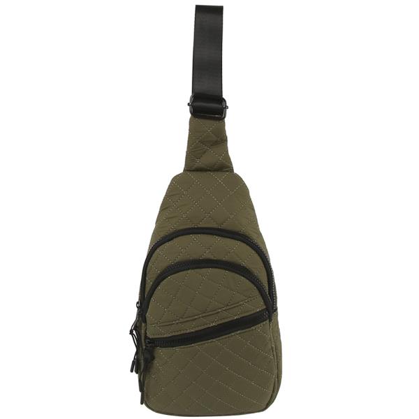 QUILTED FASHION ZIPPER SLING CROSSBODY BAG