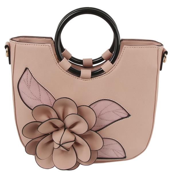 SMOOTH FLOWER ROUND HANDLE SATCHEL BAG