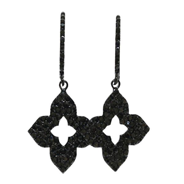 COLOR RHINESTONE CLOVER DANGLE EARRING