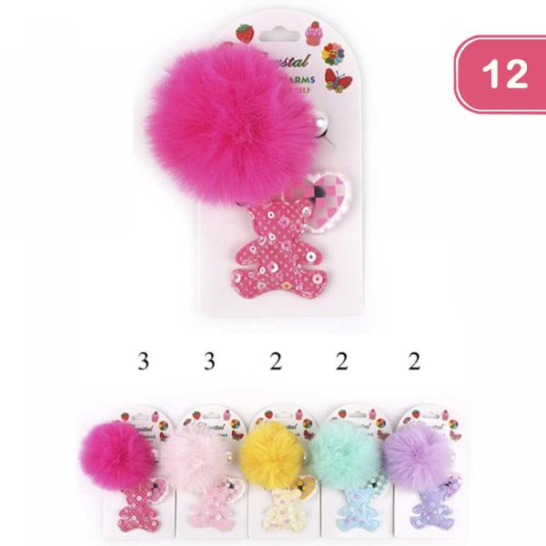 BEAR POM POM SHOE CHARM (12 UNITS)