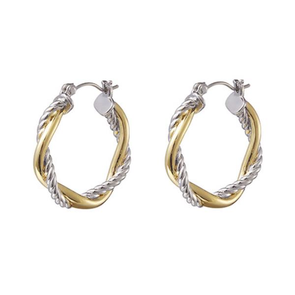 TWO TONE TWISTED HOOP EARRING
