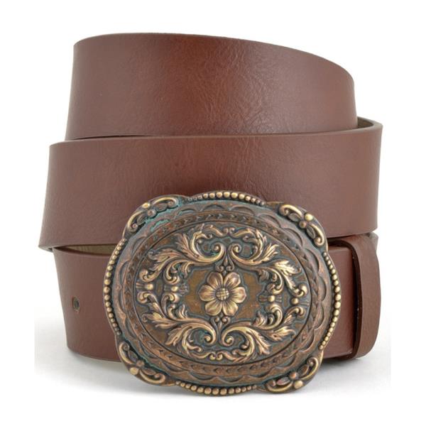 WESTERN FLORAL ETCHED BUCKLE BELT