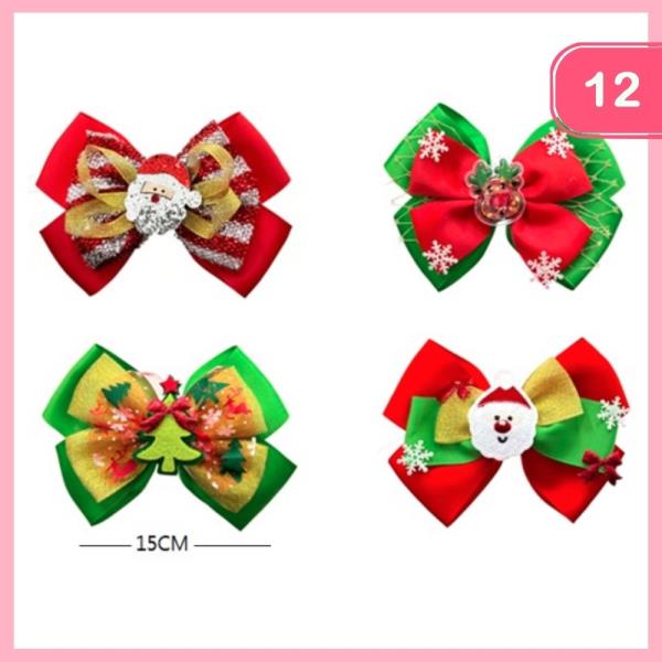 CHRISTMAS HAIR BOW PINS (12 UNITS)