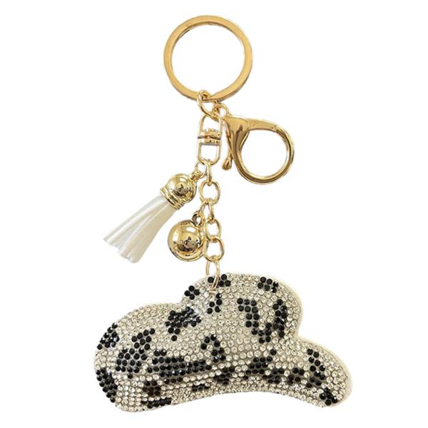 RHINESTONE COWBOY HAT KEYCHAIN WITH TASSEL