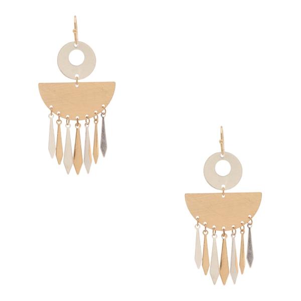BRASS TWO TONE DANGLE EARRING