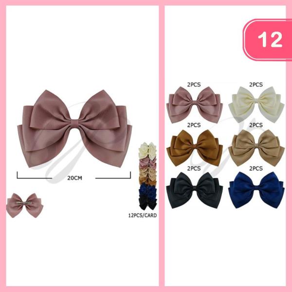 RIBBON HAIR BOW PIN (12 UNITS)