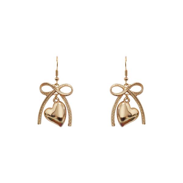 BOW & HEART DANGLE EARRING