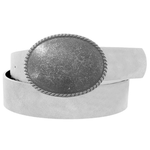 ROPE TRIMMED SIMPLE OVAL BUCKLE BELT