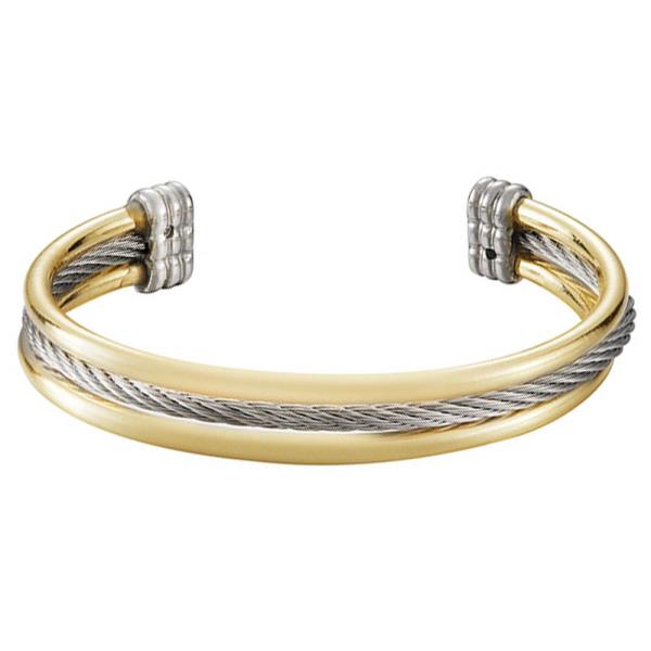 TWO TONE CUFF METAL BRACELET