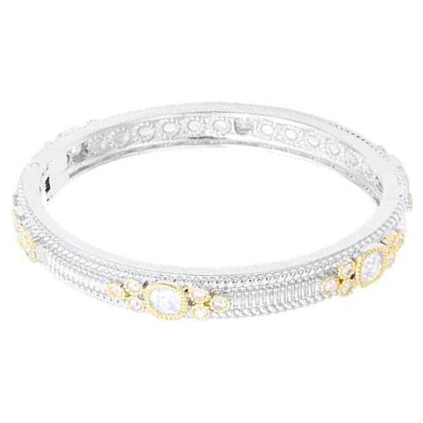 TWO TONE CRYSTAL METAL BANGLE BRACELET
