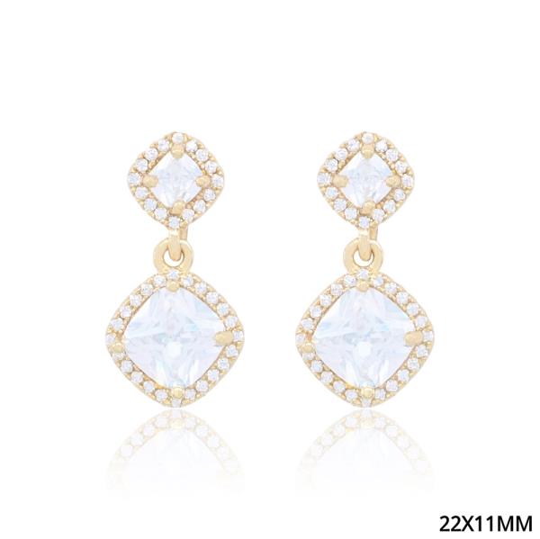 DOUBLE DIAMOND CZ EARRING