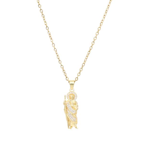 RELIGIOUS RHINESTONE PENDANT NECKLACE