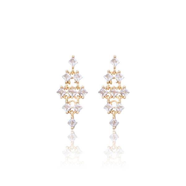 DIAMOND SHAPE CZ DANGLE EARRING