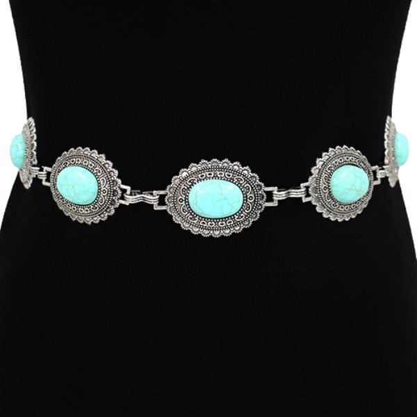 WESTERN CONCHO LINK CHAIN BELT