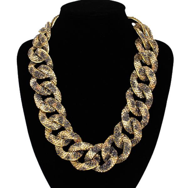 LEOPARD RHINESTONE CHUNKY NECKLACE
