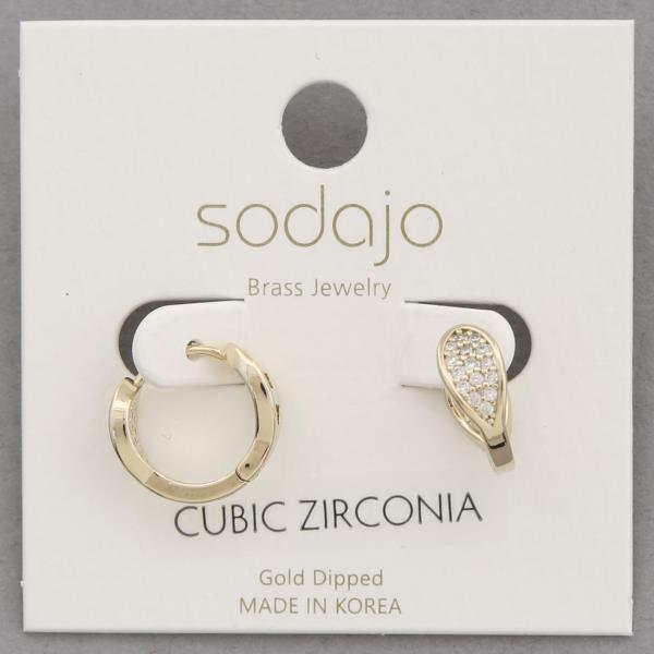 SODAJO CZ GOLD DIPPED MINI HOOP EARRING
