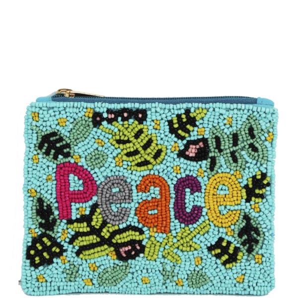 SEED BEAD PEACE COIN PURSE BAG