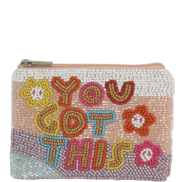 SEED BEAD YOU GOT THIS COIN PURSE BAG