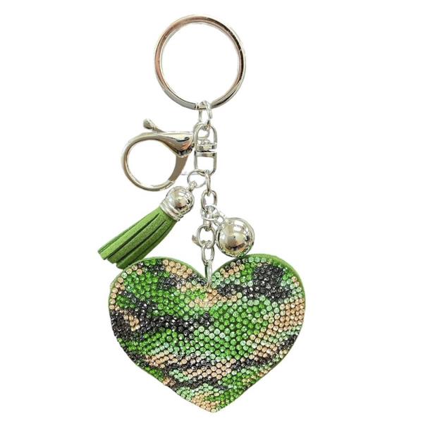 RHINESTONE HEART KEYCHAIN WITH TASSEL