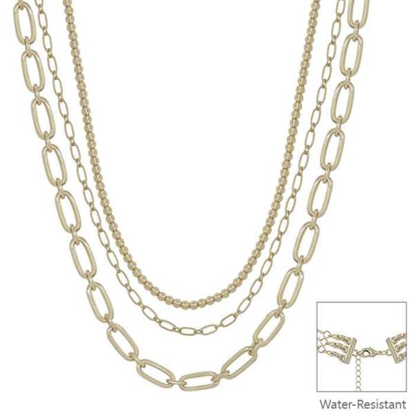 3 LAYERED 4MM CCB WITH CHUNKY CHAIN MULTIWAY SHORT  WATER RESISTANT NECKLACE