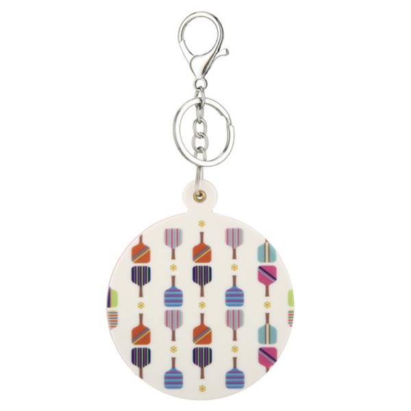 PICKLEBALL ROUND MIRROR KEYCHAIN
