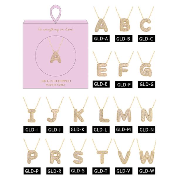 14K GOLD DIPPED TEXTURED INITIAL NECKLACE