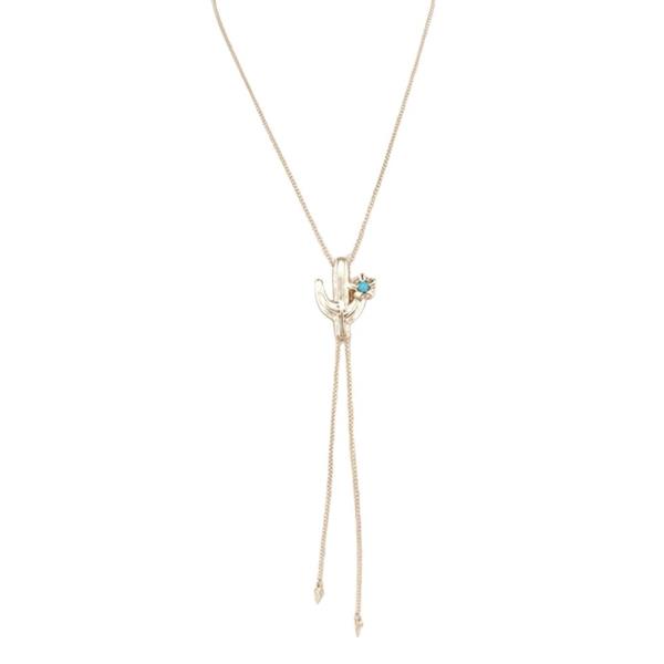 WESTERN STYLE CACTUS CHARM Y SHAPE NECKLACE
