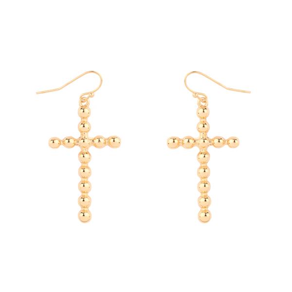 CCBBALL CROSS FISH HOOK EARRING
