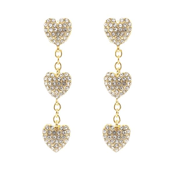 RHINESTONE TRIPLE HEART POST EARRING
