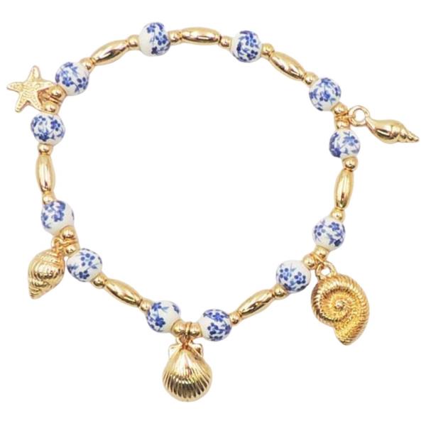 CERAMIC SEA LIFE CHARMS BEADED BRACELET
