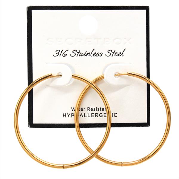 SECRET BOX STAINLESS STEEL HOOP EARRING