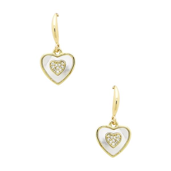 GOLD DIPPED HEART DANGLE EARRING