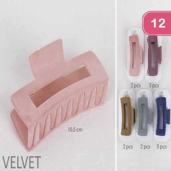 VELVET HAIR CLAW JAW CLIP (12 UNITS)