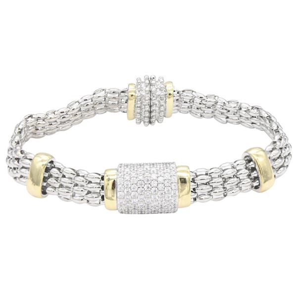 14K GOLD PLATED 2-TONE BASE BRASS BRACELET
