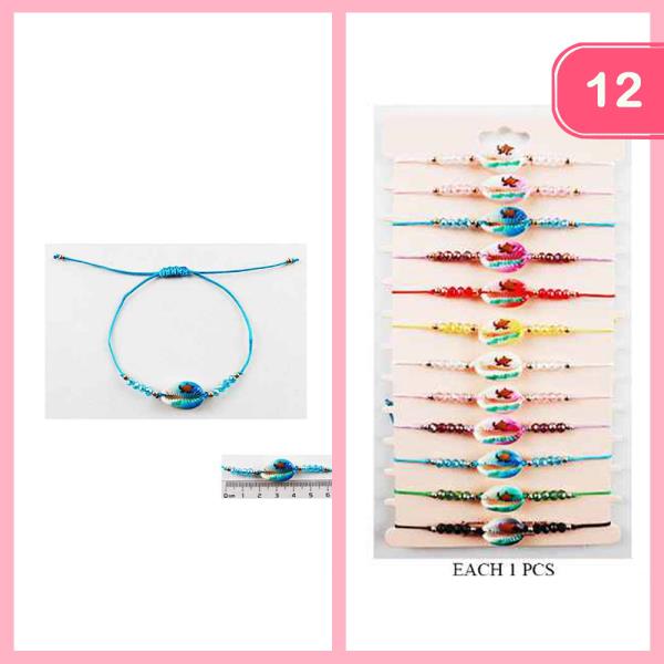 SHELL SEED BEAD THREAD BRACELET (12 UNITS)