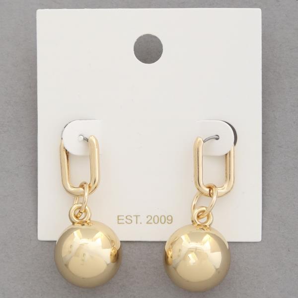 TWO TONE BALL BEAD OVAL LINK DANGLE EARRING