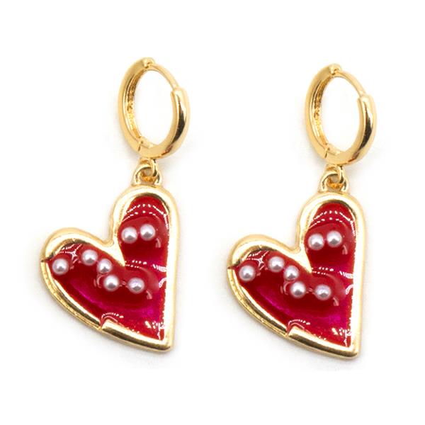 EPOXY HEART HUGGIE EARRING