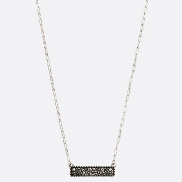 WESTERN STYLE FILIGREE PATTERN METAL BAR NECKLACE