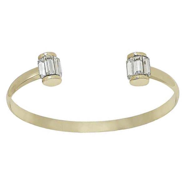 RECTANGULAR CRYSTAL ACCENT ADJUSTABLE OPEN METAL CUFF
