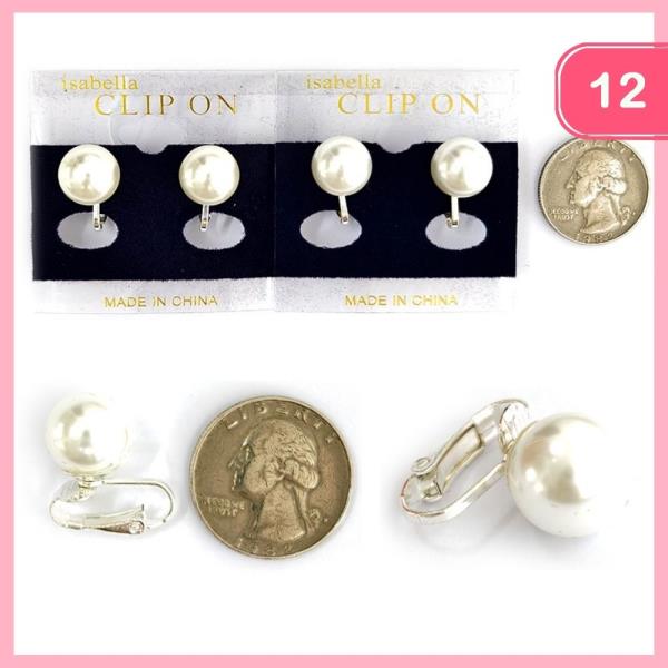 PEARL STUD CLIP ON EARRING (12 UNITS)