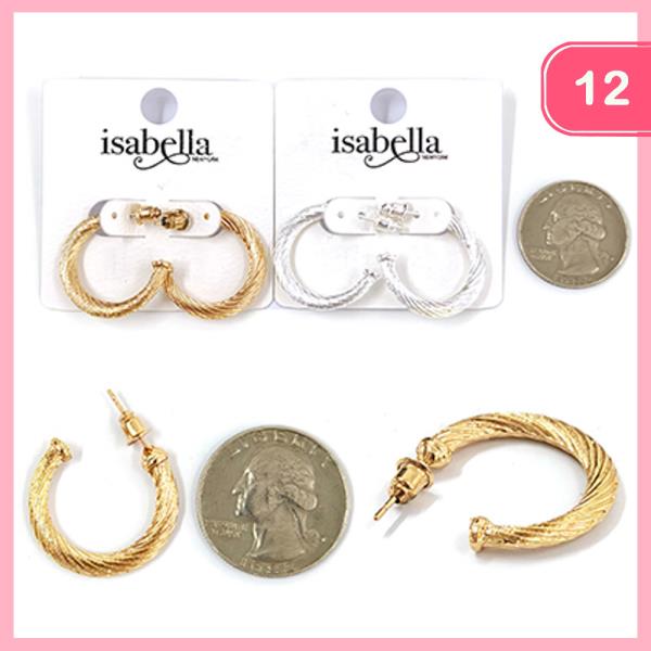 TWIST TEXTURED OPEN HOOP EARRING (12 UNITS)